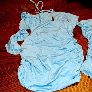 Baby Blue Mini dress with semidetach sleeves